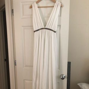 Zara White Maxi Deep V/Plunge Neckline